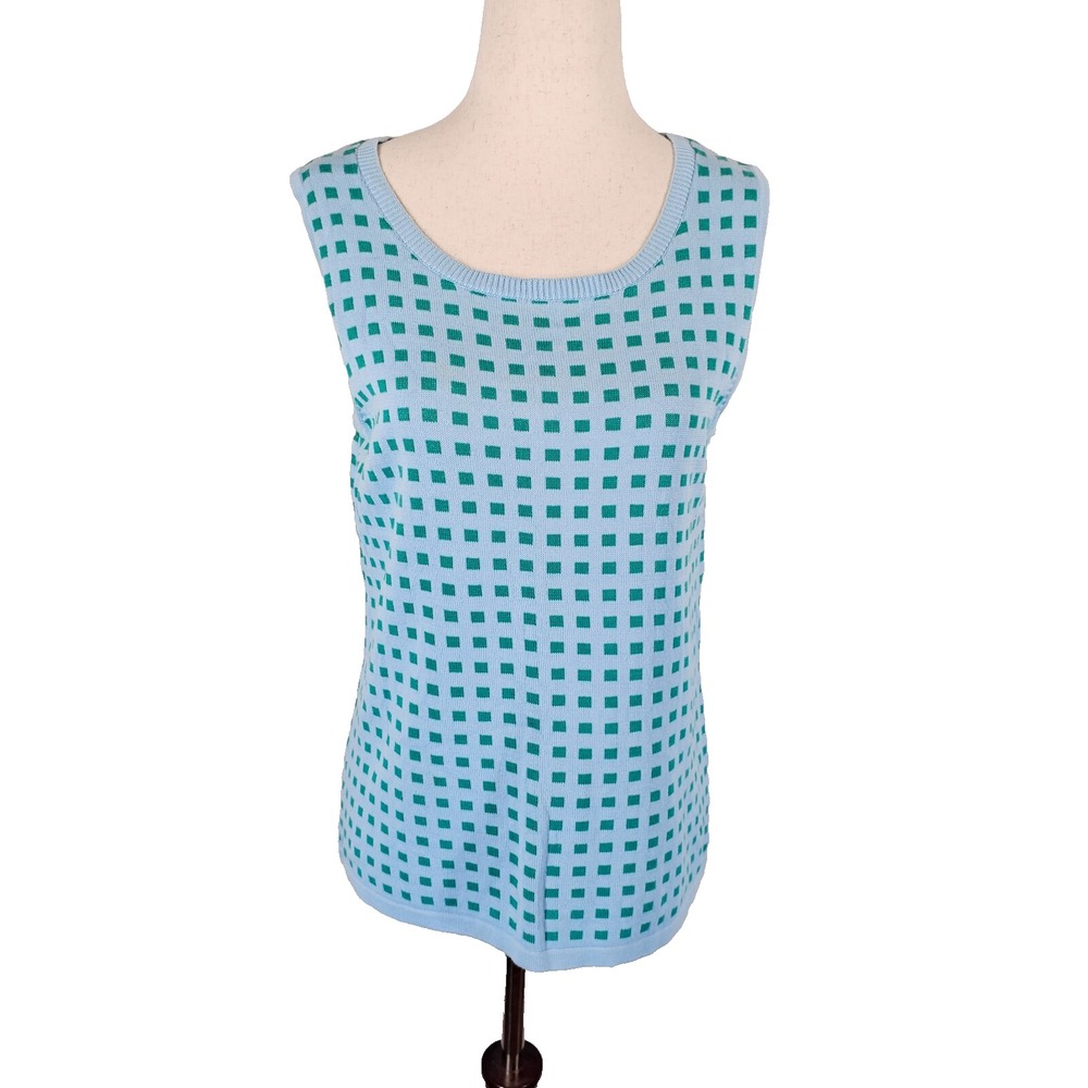 Coldwater Creek Golf Sweater Vest Womens Size S 8 Blue Green Knit Sleeveless EUC